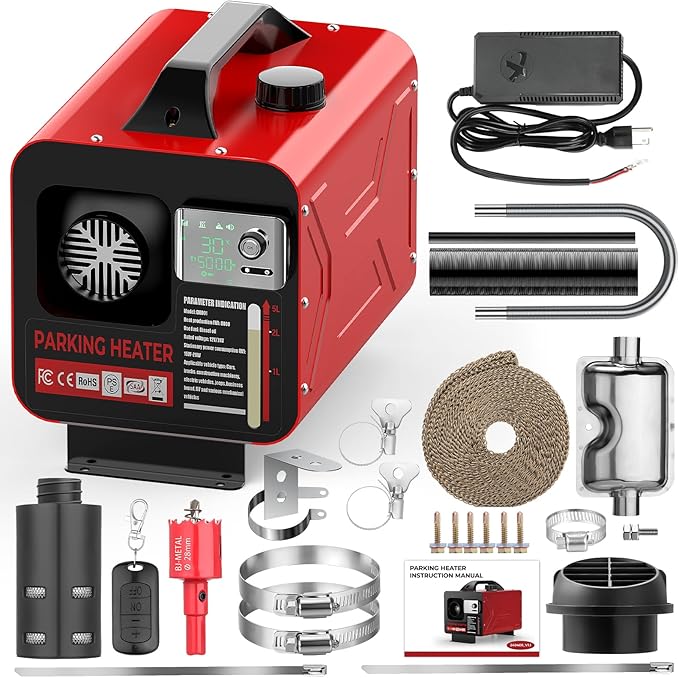 Diesel Heater all in one 12V/24V/110V 8KW portable car heater with App Control, Remote Control and Display Screen, 3 Ways Control Fast Heating Low Noise Diesel Parking Heater for Tent, Car, RV, Camper