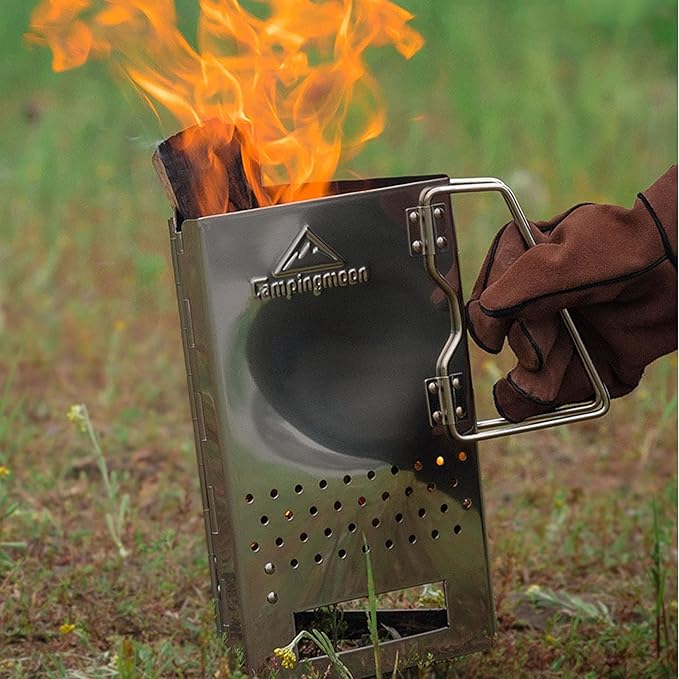 camping moon CAMPINGMOON Charcoal Chimney Starter Collapsible Foldable Grill Chimney Stainless Steel MT-17