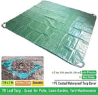 7x7 Ft Yard Garden Leaf Tarp W/ 4 Handles Waterproof Tarp for Sandbox Cover,Outdoor Tarpaulin,Lawn Debris,Landscape Pruning,Leaf Hauler,Tent Footprint,Camping Tent Mat,Patio Table,Yard Fire Pit Cover