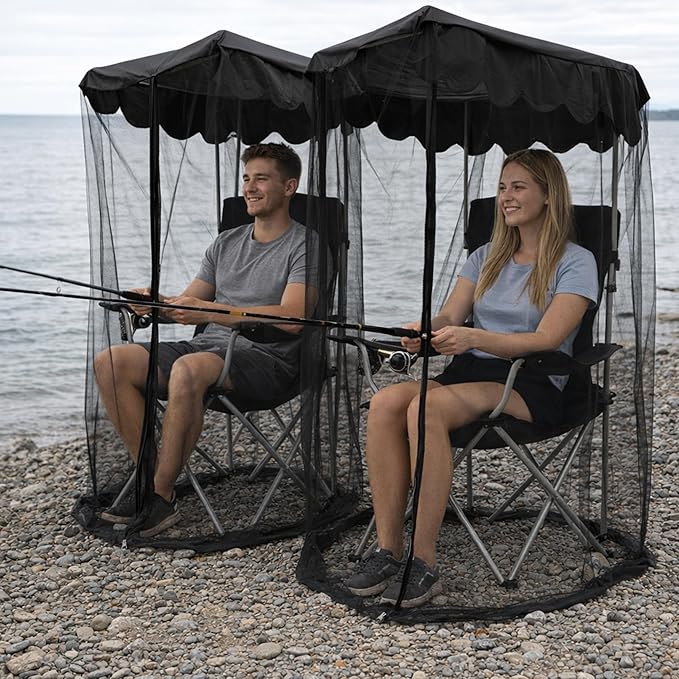 2 Pcs Canopy Chair Mosquito Net, Mosquito Mesh Chair Net with Waterproof Roof and Zipper Opening,Mosquito Net Chairs Cover for Outdoor Hiking Hunting Fishing Camping, Excluding Chairs