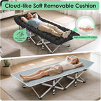 Suteck Camping Cot, Folding Camping Cot Bed for Adults Sleeping 1200D Double Layer Oxford Portable Folding Outdoor Cots for Camping W/Soft Pad Carry Bag for Home Office Nap Beach Travel