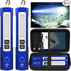 Banral Rechargeable Flashlights High Lumens - Super Bright Small Pocket Magnetic Flashlight, 8 Modes LED Tactical Flash Light, Dual Button Powerful Flashlight for Camping (2, Klein Blue)