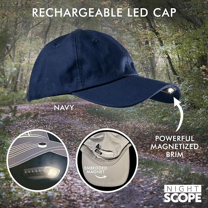 MagnaLite Pro Sport Cap with Hands-Free Magnetized Brim and Powerful Magnetic Rechargeable Mini-LED Attachment