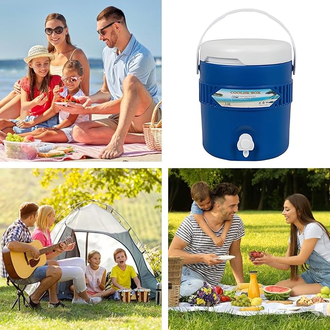 Sports Cooler Water Beverage Dispenser, 3.8L Insulated Drink Cooler Dispenser with Spout, Portable Water Jugs for Outdoor Events, Camping, Party, Sports