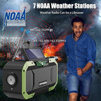 Hand Crank Solar Power Emergency Radio with Waterproof Bluetooth Speaker,Portable AM FM NOAA Weather Radio,5000mAh/18500mWh Rechargeable, Phone Charger,Flashlight,SOS,Survival Storm Camping