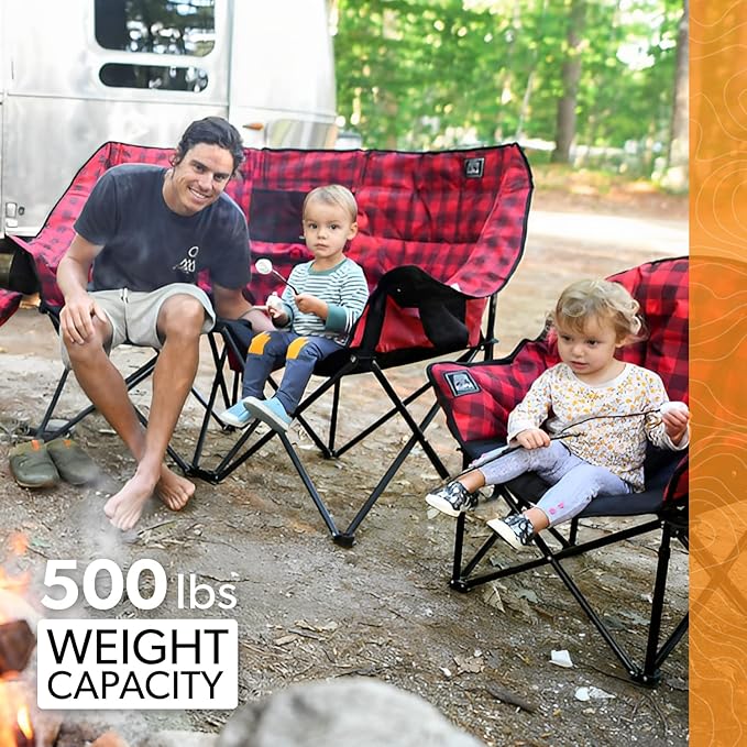 Kuma Outdoor Gear Kozy Bear Chair with Carry Bag, Ultimate Portable Luxury Outdoor Double Camping Chair for Glamping, Sports & Outdoor Adventures (Heather Grey/Black)