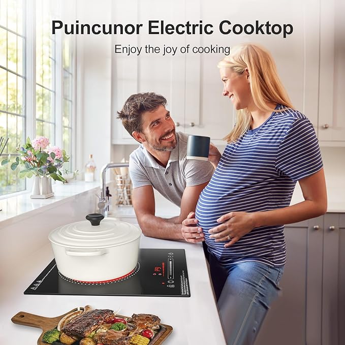 Single Burner Electric Cooktop, 110V1800W Electric Stove, LED Display with Touch Control, 11 Power Levels, Child Safety Lock and Timer, Overheat Protection.