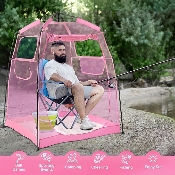 All Weather Proof Pod Sports Tent,Outdoor Weather Tent Sports Pod Pop Up Shelter with Sealed Floor,2-4 Person Clear Tent for Sport Event,Camping,Fishing 8 Sizes & Multicolor