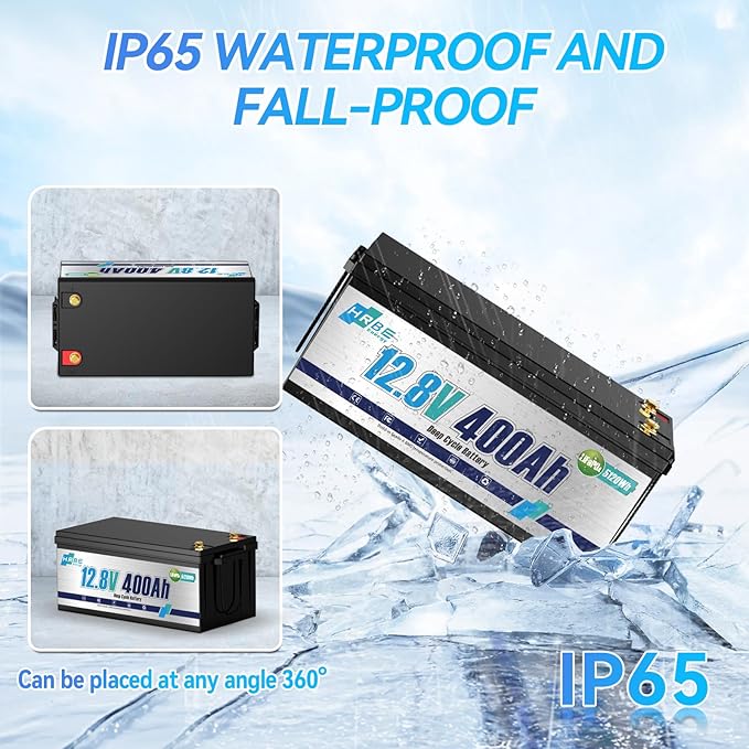 12V 400Ah LiFepo4 Battery, Rechargeable Lithium Batteries with 200A BMS, UP to 5000+ Deep Cycles, Perfect for Boat, Marine, RV, Solar, Trolling Motor