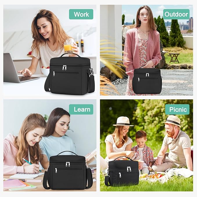 DALINDA Lunch Bag Cooler Bag Lunch Box for Women Men, Insulated Leak Proof LunchBox Lightweight for Picnic,Grocery,Beach,Camping,Travel,Work