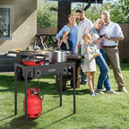 ROVSUN 2 Burner Outdoor Propane Gas Stove 150,000 BTU High Pressure Stand Cooker for Backyard Cooking Camping Home Brewing Canning Turkey Frying, 20 PSI Regulator