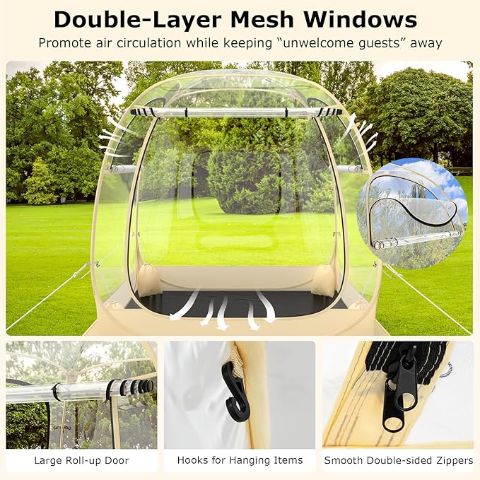 Goplus Sports Tent, Instant Pop up Weatherproof Shelter, Portable & Foldable Outdoor Clear View Bubble Tent w/Carrying Bag, Floor Mat, Watch Sports Events Camping
