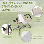 Hammock Folding Camping Chair - Outdoor Portable Swing Camp Chairs Set of 2 with Stand Adults Rocking Swinging Chair for Beach Lawn Patio (Khaki)