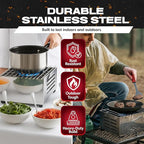 Chef Master Butane Stove Cover - Premium Stainless Steel Universal Fit - Any Standard Size Camping Stove - Portable Screen & Camping Wind Blocker - Camp Essentials for Outdoor & Indoor Cooking 90217