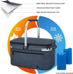 ALLCAMP Picnic Basket - 2 Ice Box Included 32L Insulated Cooler, Thickening Foldable Picnic Basket with Removable Baskets & Sewn-in Frame, Basket for House Warming Gifts New Home(Blue)