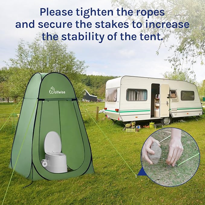 Wolfwise Pop Up Shower Tent, Portable Instant Changing Tent with Ventilation Window & Carry Bag, Privacy Bathroom Toilet for Beach, Camping & Outdoor, Width 47 ", Height 75 ", Green