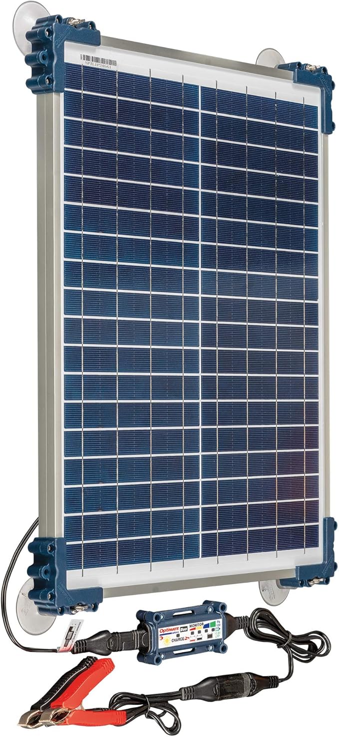 Optimate Solar Duo 20W Travel kit, TM522-D2TK, 6-Step 12V / 12.8V 1.6A Weatherproof Solar Battery Saving Charger & maintainer