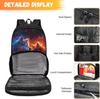 Fire Flame Wolf School Bag Backpack with Lunch Compartment 17in Travel Laptop Insulated Cooler Bag Box Hiking Picnic Camping Travel Casual Backpack Kids Daypack