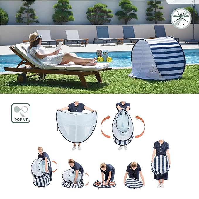Babymoov Baby Anti UV Tent, Sun Protection UPF 50+, Pop Up Play Tent and Sun Shade, Marine (Summer 2025 Edition)