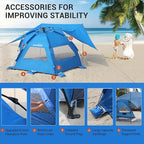Elegear Beach Tent with Canopy, 1-Second Setup Pop Up Sun Shelter Shade, UPF 50+ UV Protection Silver-Coated Lightweight Portable Beach Cabana