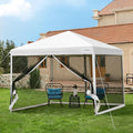 VIVOHOME 10x10ft Easy Pop-Up Canopy, Outdoor Screen Tent with Mosquito Netting, 2 Zipper Doors, and Roller Bag for Yard Camping Picnic Party Events, White
