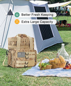 Tactical Lunch Box for Men, Large Insulated Lunch Bag for Adult, Heavy Duty Double Deck Expandable Lunch Cooler Bag with American Flag, Leakproof Soft Lunch Pail for Work Office Camping - Camo khaki