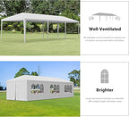 Smartxchoices 10' x 30' Outdoor Waterproof Gazebo Canopy Tent with Removable Sidewalls and Windows Heavy Duty Tent for Party Wedding Events Beach BBQ, White