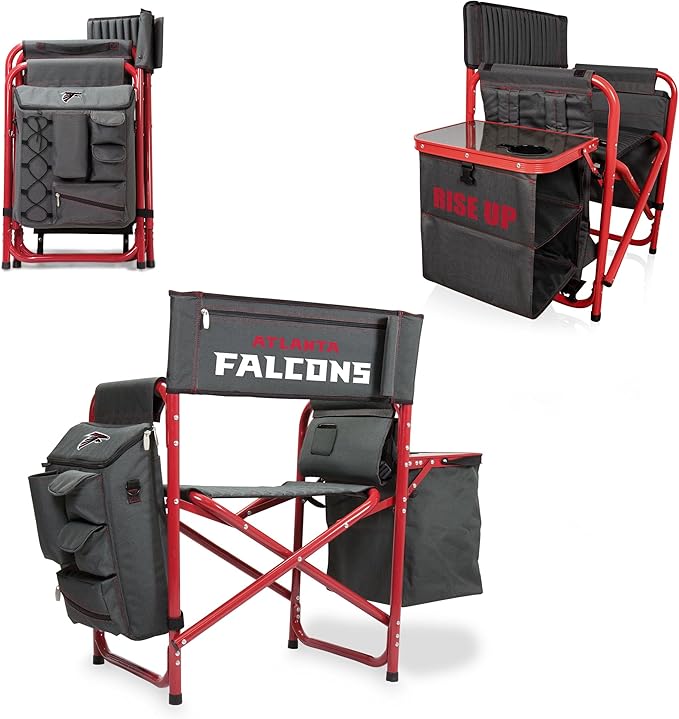Picnic TIME NFL Unisex-Adult NFL Fusion Camping Chair with Side Table and Soft Cooler, Beach Chair for Adults, Lawn Chair