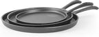 Commercial CHEF 3-Piece Cast Iron Griddle Set, Pre-Seasoned Cast Iron, Includes 8”, 10” & 12” Griddle Pans, Works on All Cooktops Including Induction, Outdoor Cookware for Campfires, CHCI81012