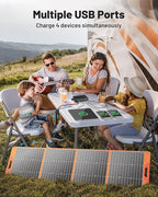 200 Watt Portable Solar Panel for Power Station, 24% High Efficiency Foldable Solar Charger with MC4 & USB Outputs, IP66 Waterproof Solar Panels with 4 Kickstands for Trip RV Camping Off Grid