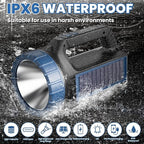 Solar Flashlight，Solar Powered Flashlight for Multi Function 8000 Lumens with Emergency，Portable Bright Camping Rechargeable Flashlights for Home, Outdoor Hiking, Power Outages（2pcs）