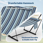Double Hammock with Stand - Heavy Duty Portable 2 Person Design with Adjustable Steel Stand, Max 450LBS, Ideal for Outdoor Patio, Garden, Beach & Backyard