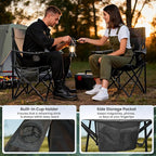 Portable Camping Chair 2 Pack, Folding Outdoor Chair with Cup Holder & Side Pocket for Camping (Black, 2 Pack)