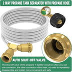 GardenNow 12FT Propane Hose with Propane Splitter 2 Way, Propane Y Splitter Adapter with Shut Off Valve, Two Way LP Gas Adapter Tee Connector for 20lb Propane Tank, Heater, Camping Stove, Gas Burners