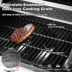 MELLCOM Upgraded 36,000 BTU Stainless Steel Burner Barbecue Grill, 3 Burner BBQ Propane Gas Grill with Cast Iron Grates & Side Stove for Patio, Camping, Outdoor Cooking