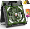 KITWLEMEN Upgraded Solar Camping Fan with Lantern - Rechargeable Battery Operated Fan, 36H Run Time Max, 4 Speeds, 8H Timer, 90° Adjustable Portable Desk Fan for Hurricane, Power Outage, Outdoor Use