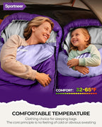 Sportneer Sleeping Bag for Adults & Kids, Cold Weather & Warm Waterproof Camping Sleeping Bag, Compact Portable for Camping Hiking & Travel