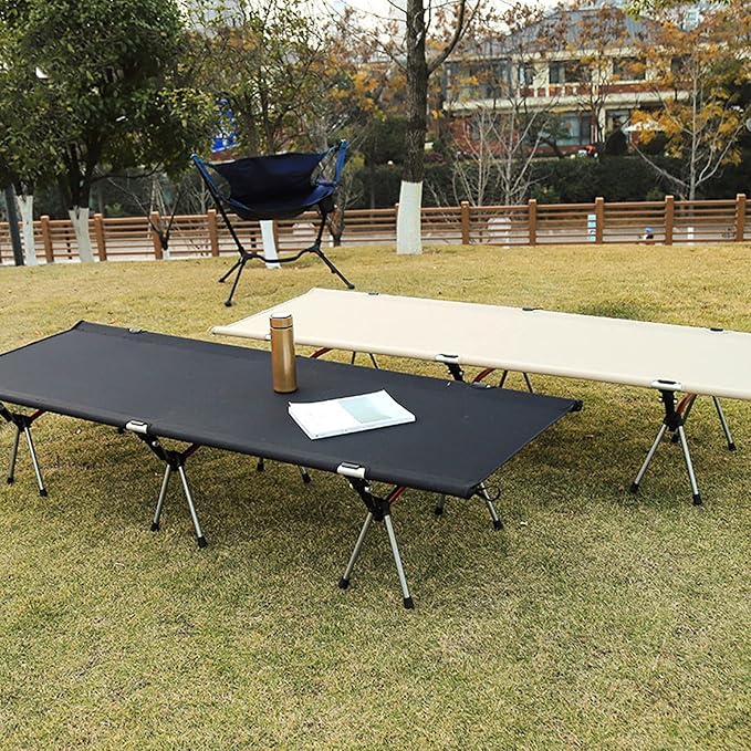 Folding Bed Outdoor Portable Folding Bed Camp Cot Camping Equipment Sleeping Bed for Camping Picnic Hiking Backpacking Portable Bed (Color : Khaki)
