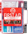 Professional First Aid Kit - 310 Piece HardCase Medical Kit for Home, Car, Camping, Travel, Hiking, Truck, Office, Sports, Vehicle & Outdoor Emergencies