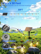 luckystyle 29FT Solar String Lights Outdoor Waterproof with 10+1 LED Bulbs Long Last for 20+Hrs, Commercial Grade Shatterproof USB Patio Solar Powered Lights for Camping，Backyard, Garden, Porch Decor