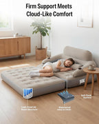 JEASONG Blow Up Couch Air Mattress Queen with Built in Pump, 2-in-1 Air Sofa & Inflatable Mattress, AirBed Blow Up Mattress with Headboard & Cupholder, Inflatable Couch for Camping, Movie Night, Guest