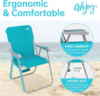 #WEJOY Folding Beach Chair for Adults, Lightweight Beach Chair with Shoulder Straps, High Back Camping Chairs with Hard Armrest, Supports 300lbs for Outdoor Lawn Concert