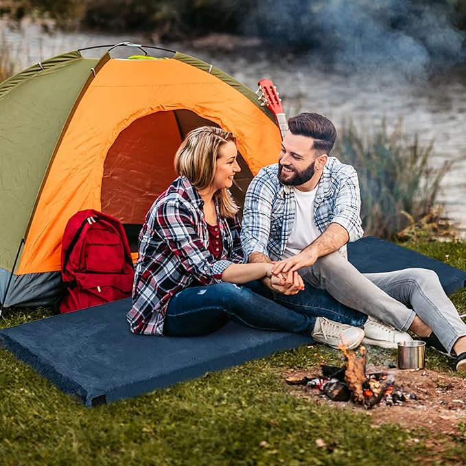 Goplus Memory Foam Camping Mattress, Portable Roll up Sleeping Pad w/Anti-Slip Bottom, Travel Bag, Single/Twin Waterproof Floor Mat, Guest Bed