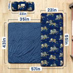 Toddler Nap Mat with Pillow and Minky Blanket, Large 55"x35" Sleeping Bag, Washable, Lightweight, Easy to Roll, Perfect for Preschool, Daycare, Kindergarten, Travel, Boys and Girls(Gamepad)