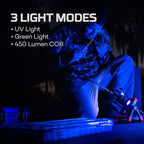 NEBO OMNI Fish Dock Light | 450 Lumens COB, 4 Light Modes, 395nm UV, Rotating Magnetic Handles, Built-In Power Bank, Water Resistant, Rechargeable Work Lamp, Includes USB-C Charging Cable