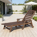 Domi Patio Lounge Chair Outdoor, HDPE Outdoor Chaise Lounge with Reclining Backrest, Pool Lounger Chair for Outside, Poolside, Sunbathing Tanning, Brown