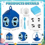 Simgoing 12 Sets Summer Shark Crafts with LED Candle Light DIY Shark Tissue Paper Beach Craft Kits Under the Sea Theme Party Decoration Submarine Hanging Ornaments for Summer Decoration Party