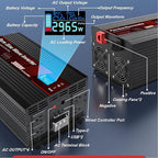 3000W Power Inverter 24V to 110V 120V AC Pure Sine Wave Inverter for RV Truck Camping,Outdoor Off-Grid Power Converter with LCD Display,Wired Controller,AC Outlets USB Ports(24V-3000Watts)
