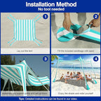 Rhino Valley Beach Tent Shade Canopy UPF50+ Protection, 8 Sandbags, 4 Stability Poles, Outdoor Sun Shelter Umbrella for Sand, Camping, Fishing Essentials