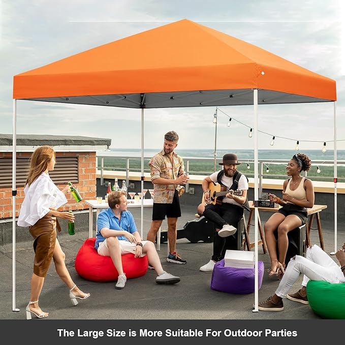 Northroad 10x10ft Pop Up Canopy, Popup Outdoor Canopy Tent with Wheeled Carrying Bag,Portable Gazebo Shelter for Patio,Deck,Garden,Beach（Orange）